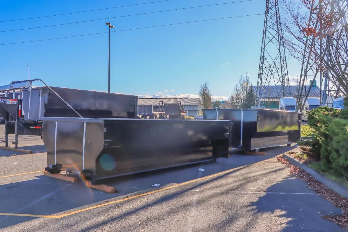Roll-off dumpster ready for waste disposal at job site for 2 Yard Dumpster Rental in Mamakating
